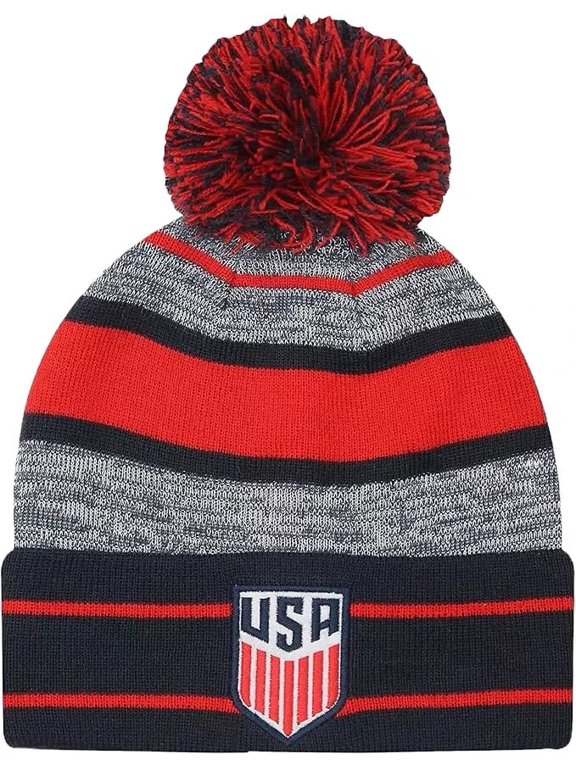 USMNT Unisex Teen Acrylic Beanie, Gray & Multicolor, 1 Count