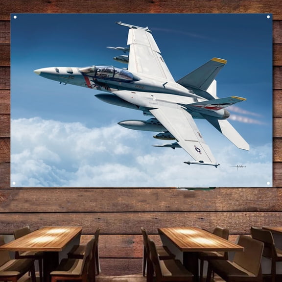 USN FA-18F Air Force Fighter Banner - Military Wall Art Poster For Room Studio Bedroom - Attack Aircraft Canvas Print Art Work - Fighter Jet Wall Decoration 38" x 57"