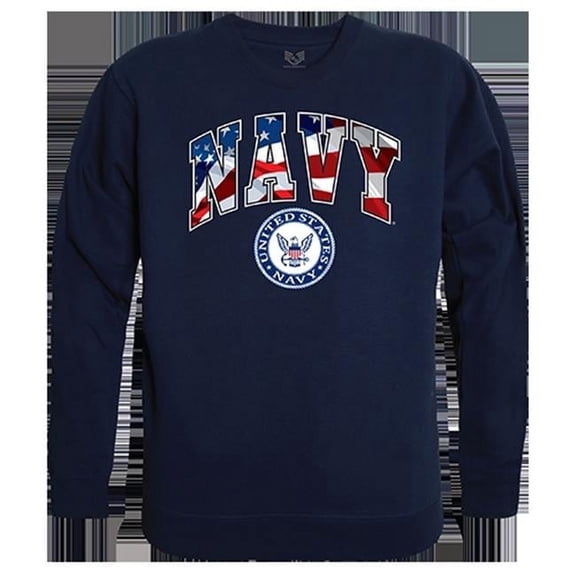 USN Flag Letter Graphic Crewneck Sweatshirt, Navy - 2XL