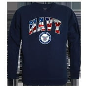 USN Flag Letter Graphic Crewneck Sweatshirt, Navy - Small