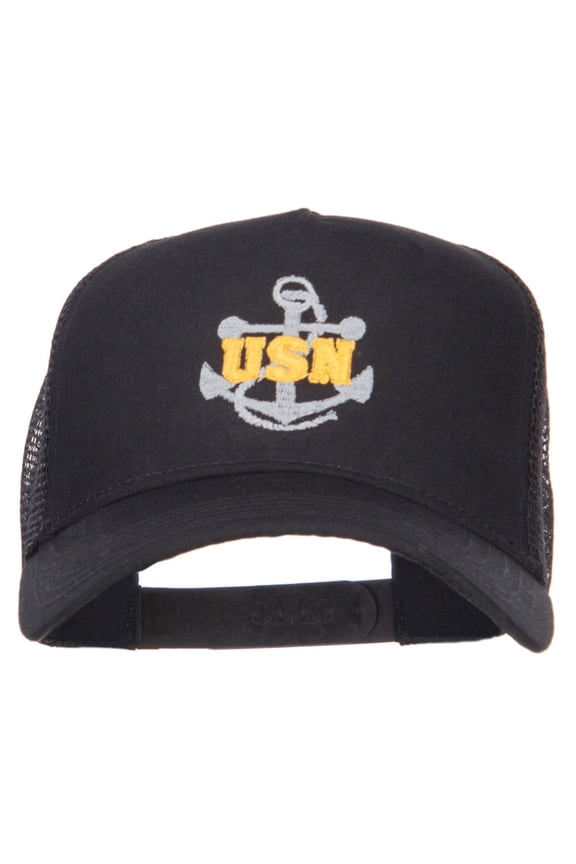 USN Logo Embroidered Mesh Cap - Black OSFM