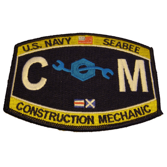 USN NAVY SEABEE CM CONSTRUCTION MECHANIC MOS RATING PATCH SAILOR VETERAN