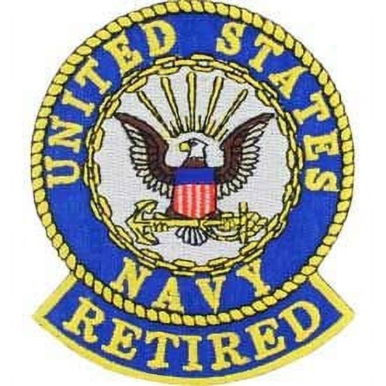 USN, United States Navy Retired - Embroidered Patches, Iron On Patch - 3.5" - image 1 of 1