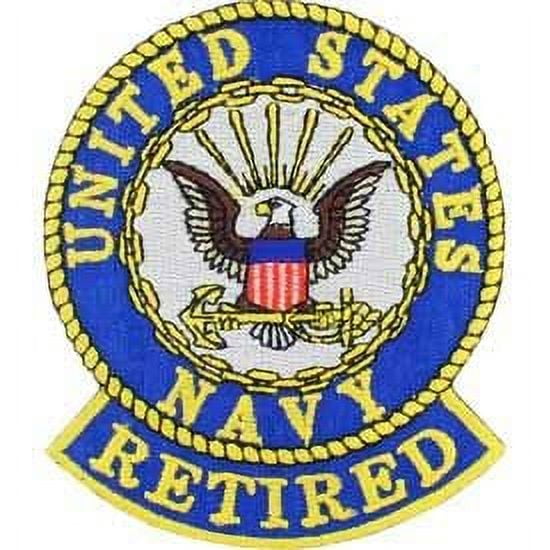 USN, United States Navy Retired - Embroidered Patches, Iron On Patch - 3.5"
