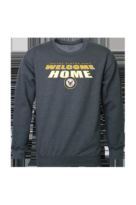 USN Welcome Graphic Crewneck Sweatshirt, Heather Charcoal - Medium