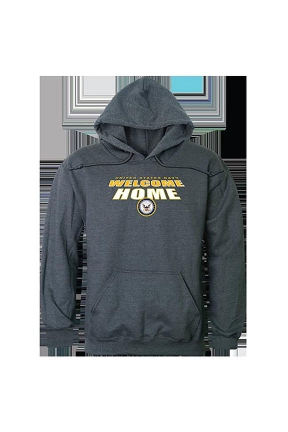 USN Welcome Graphic Pullover Sweatshirt, Heather Charcoal - Large