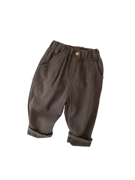 1-6 Years Spring Children's Casual Fashion Pants Boys Baby Solid Color Simple Soft Comfy Pants Boys Pants Gray 1Y