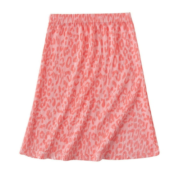 USNSM 2-12 Years Children's Ice Silk Skirt Small and Medium Girls Loose Breathable Half-Length Pleated Skirt Casual Skirt Half-Length Skirt Pink 10Y