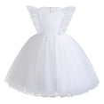 thumbnail image 1 of USNSM （2-7 Yeras) Toddler Girls Fashion Cute Bowknot Tulle Tutu Flower Girl Birthday Party Gown Long Dresses White 3-4 Years, 1 of 5