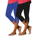 thumbnail image 1 of USNSM 2 Pack Capri Leggings for Women Tummy Control Workout Capri Leggings Casual Solid Color Stripe Print Trousers Multicolor#03 XXL, 1 of 8