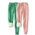 thumbnail image 1 of USNSM 2 Pack Fleece Lined Pants for Women Sherpa Jogger Sweatpants Heavyweight Thick Drawstring Trousers with Pockets Army Green XXXXXL, 1 of 8
