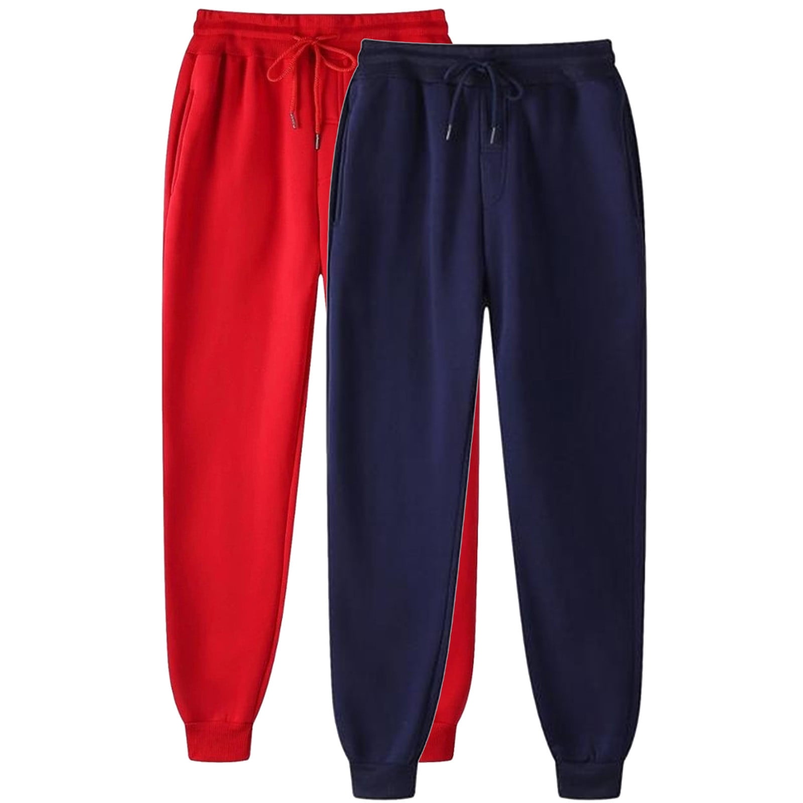 2 Pack Women's Sweatpants Basic Solid Color Unisex Joggers Casual Elastic Waist Active Sports Pants with Pockets Navy S