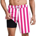 thumbnail image 1 of USNSM 2 in 1 Mens Swim Trunks Quick Dry Elastic Waistband Drawstring Shorts Beach Swim Shorts Bathing Suit with Compression Liner Pink XL, 1 of 6