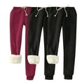 thumbnail image 1 of USNSM 3 Pack Fleece Lined Pants for Women Baggy Jogger Sweatpants Winter Drawstring Thermal Trousers with Pocket Black XXXXXL, 1 of 8