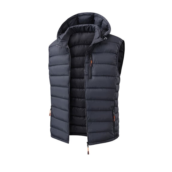 USNSM (3XL-5XL) Big and Tall Men's Sleeveless Lightweight Quilted Puffer Down Winter Hooded Down Cotton Vest Casual Vest Loose Coat Gray XXXXL