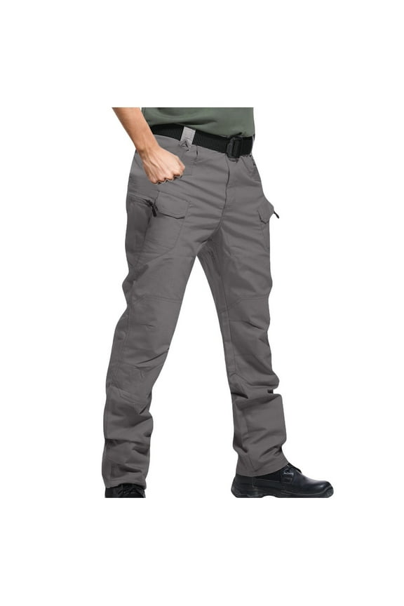 (4XL-6XL)Big and Tall Men's Multiple Pocket Cargo Tactical Pants Ripstop Lightweight Cotton Stretch Outdoor Hiking Pants Gray XXXXXXL