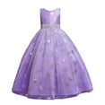thumbnail image 1 of USNSM (5-14 Years) Children's Dress Girl's Sleeveless Princess Dress Long Snowflake Pattern Print Mesh Dress 120-160 Size Purple 5-6 Years, 1 of 9