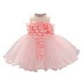 thumbnail image 1 of USNSM (6-24 Months) Toddler Girls Cute Flower Pearl Mesh Birthday Dress Spring Fall Casual Fashion Long Dresses Pink 12-18 Months, 1 of 5