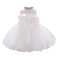thumbnail image 1 of USNSM (6-24 Months) Toddler Girls Cute Flower Pearl Mesh Birthday Dress Spring Fall Casual Fashion Long Dresses White 6-12 Months, 1 of 1
