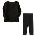 thumbnail image 1 of USNSM (6 Months-7 Years) Boys and Girls Fashion Casual Solid Color Mid-Length Sleeve Tops and Long Pants Two-Piece Home Wear Suits Black 2 Years, 1 of 7