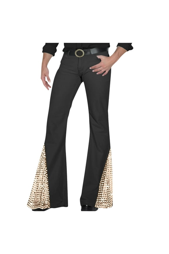 70s Disco Pants for Men,Mens Bell Bottom Jeans Pants,60s 70s Bell Bottoms Vintage Denim Pants Flare Pants for Men Beige XXL