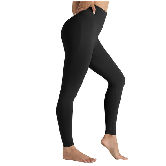 USNSM Athletic Leggings for Women Skinny Fit Gym Pants High Waisted Workout Stretchy Tights Scrunch Butt Yoga Trousers Black S
