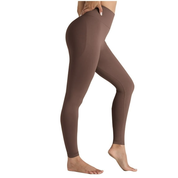 USNSM Athletic Leggings for Women Skinny Fit Gym Pants High Waisted Workout Stretchy Tights Scrunch Butt Yoga Trousers Brown M