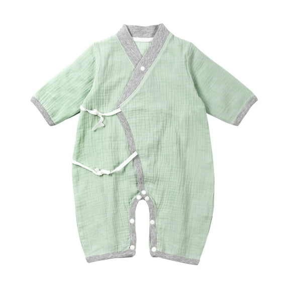 USNSM Baby Romper Long Sleeve Cotton Solid Color Spring Autumn Newborn Clothes Unisex Baby Jumpsuit for Boys Girls Green 0M