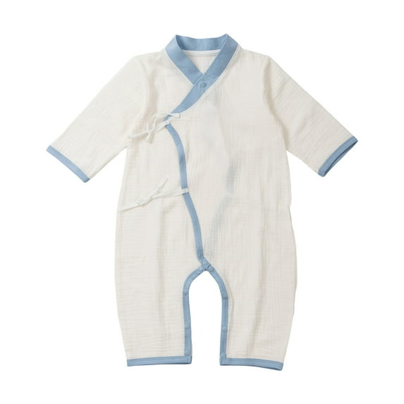 USNSM Baby Romper Long Sleeve Cotton Solid Color Spring Autumn Newborn Clothes Unisex Baby Jumpsuit for Boys Girls White 2M