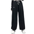 thumbnail image 1 of USNSM Baggy Sweatpants for Women Casual Drawstring Athletic Pants Fall Workout Jogger Wide Leg Pants with Pockets Black XXL, 1 of 5