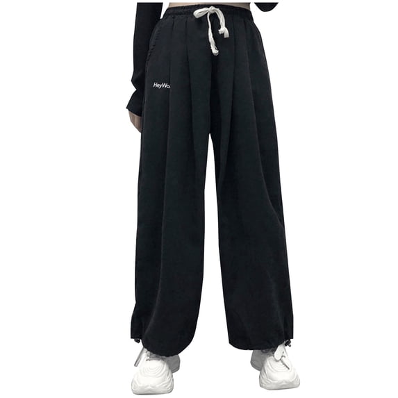 USNSM Baggy Sweatpants for Women Casual Drawstring Athletic Pants Fall Workout Jogger Wide Leg Pants with Pockets Black XXL