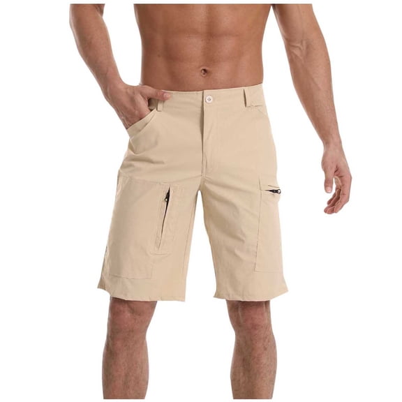 USNSM Bermuda Golf Shorts for Men Stretchy with Multi Pockets 5 Inch Short Cargo Pants Quick Dry Waterproof Workwear Trendy Beige XXL