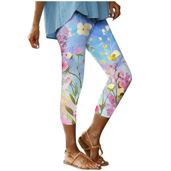 USNSM Capri Leggings for Women Tie Dye Trendy Beach Pants Beach High Waisted Yoga Pants Casual Workout Summer Tights Pants Multicolor#01 M