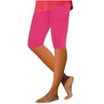 thumbnail image 1 of USNSM Capri Leggings for Women Tummy Control Knee Length Capri Leggings 2024 Summer Cropped Pants Casual Comfy Fold Capris Pink XXL, 1 of 4