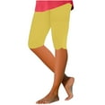 thumbnail image 1 of USNSM Capri Leggings for Women Tummy Control Knee Length Capri Leggings 2024 Summer Cropped Pants Casual Comfy Fold Capris Yellow XXXL, 1 of 4