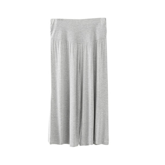 USNSM Capri Pants for Women Wide Leg Yoga Capris Pants Loose Casual Summer Trousers High Waist Stretchy Plus Size Pants Gray XL