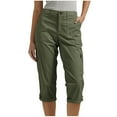 thumbnail image 1 of USNSM Capris Pants for Women Loose Fit Casual Hiking Capri Pants Dressy Lightweight Baggy Cargo Pants with Pockets Army Green XL, 1 of 7