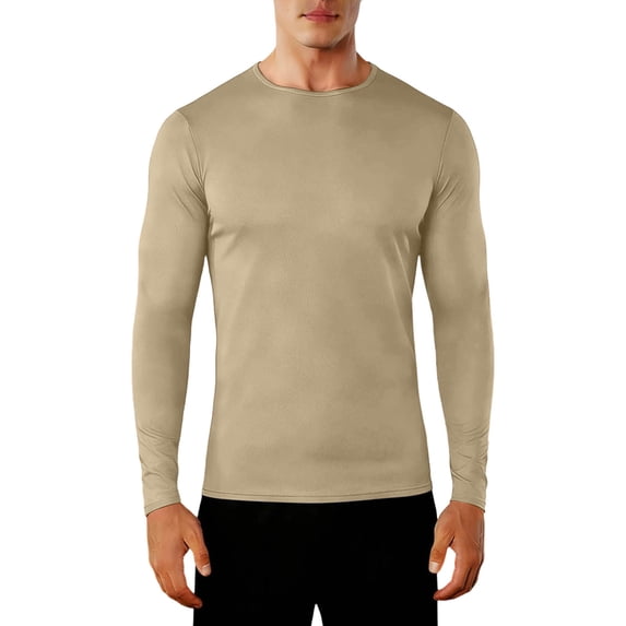 USNSM Compression Shirt Men's Solid Color Long Sleeve Moisture-Wicking Undershirt Stretchy Quick Dry Athletic Base Layer Yellow M