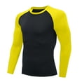 thumbnail image 1 of USNSM Compression Shirts for Men Long Sleeve Quick-Drying High-Elastic Tights Athletic Base Layer Undershirt T Shirt for Workout Yellow XL, 1 of 4