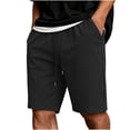 thumbnail image 1 of USNSM Corduroy Shorts for Men Casual 9 Inch Inseam Shorts Beach Elastic Waist Drawstring Short Pants Vintage Work Short Pants with Pockets Black L, 1 of 9