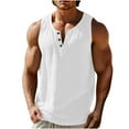 thumbnail image 1 of USNSM Cotton Linen Beach Shirts for Men Summer Casual Tank Top Quick Dry Lightweight Breathable Button Down Henley T-Shirts White XL, 1 of 6