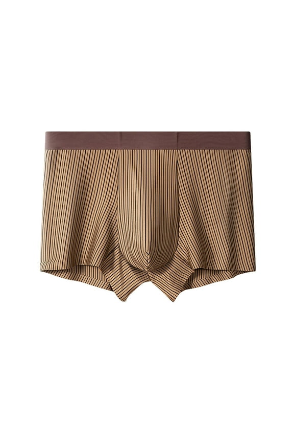 Cotton Underwear Men Luxury Silk Inner Iining Men's Boxer Briefs Soft Moisture-Wicking Breathable Underwear Brown XXL