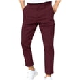 thumbnail image 1 of USNSM Dress Pants for Men Cotton Linen Stretch Business Suit Pants Casual Golf Pants Slim Fit Solid Pants Trouser Red XXXL, 1 of 7