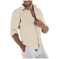 thumbnail image 1 of USNSM Dress Shirts for Men Ribbed Knit Textured Button Down Shirts Fashion Long Sleeve Solid Turn-Down Collar Casual Top Blouse Shirts Khaki L, 1 of 8