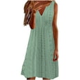 thumbnail image 1 of USNSM Dresses for Women Lace Casual Sleeveless Av Neck Midi Beach Dress Boho Flowy Eyelet Vacation Sundress Green L, 1 of 6