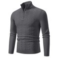 thumbnail image 1 of USNSM Fall Winter Turtleneck Zipper Knitting Sweater for Men Casual Slim Fit Solid Color Textured Knitwear Tops Long Sleeve Pullover Base Shirt Dark Gray 3XL, 1 of 8