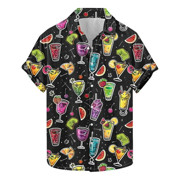 USNSM Fashion Hawaiian Shirt for Men Big and Tall Loose Fit Shirt Short Sleeve Casual Lapel Button Down Holiday Beach Shirts Multicolor XXXXXL