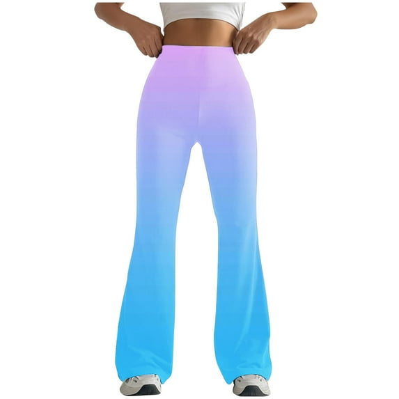 USNSM Flare Leggings for Women Tie Dye Bell Bottom Yoga Pants High Waisted Tummy Control Bootcut Workout Leggings Blue XXL