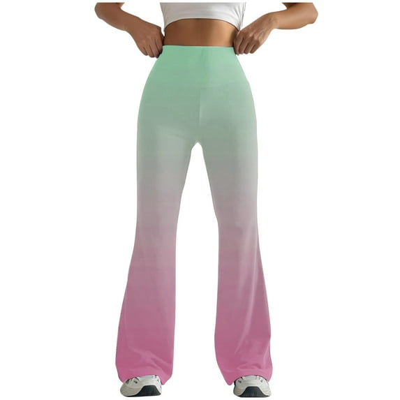 USNSM Flare Leggings for Women Tie Dye Bell Bottom Yoga Pants High Waisted Tummy Control Bootcut Workout Leggings Green M