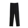 thumbnail image 1 of USNSM Flowy Pants for Women Dressy Casual Wide Leg Trousers Draped Loose Stretchy Ruffle Ruched Palazzo Trousers Black L, 1 of 3